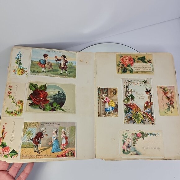 1800s Antique Scrapbook Loaded With Hundreds Of Cards Amazing Historical Book - Picture 5 of 16